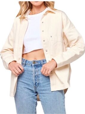 L*Space LSPACE Winslow Denim Jacket in Cream Size Medium Cotton